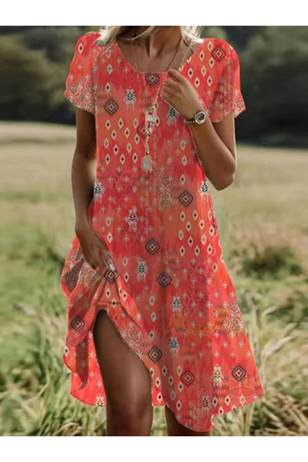 Edith | Short Sleeved Boho Dress