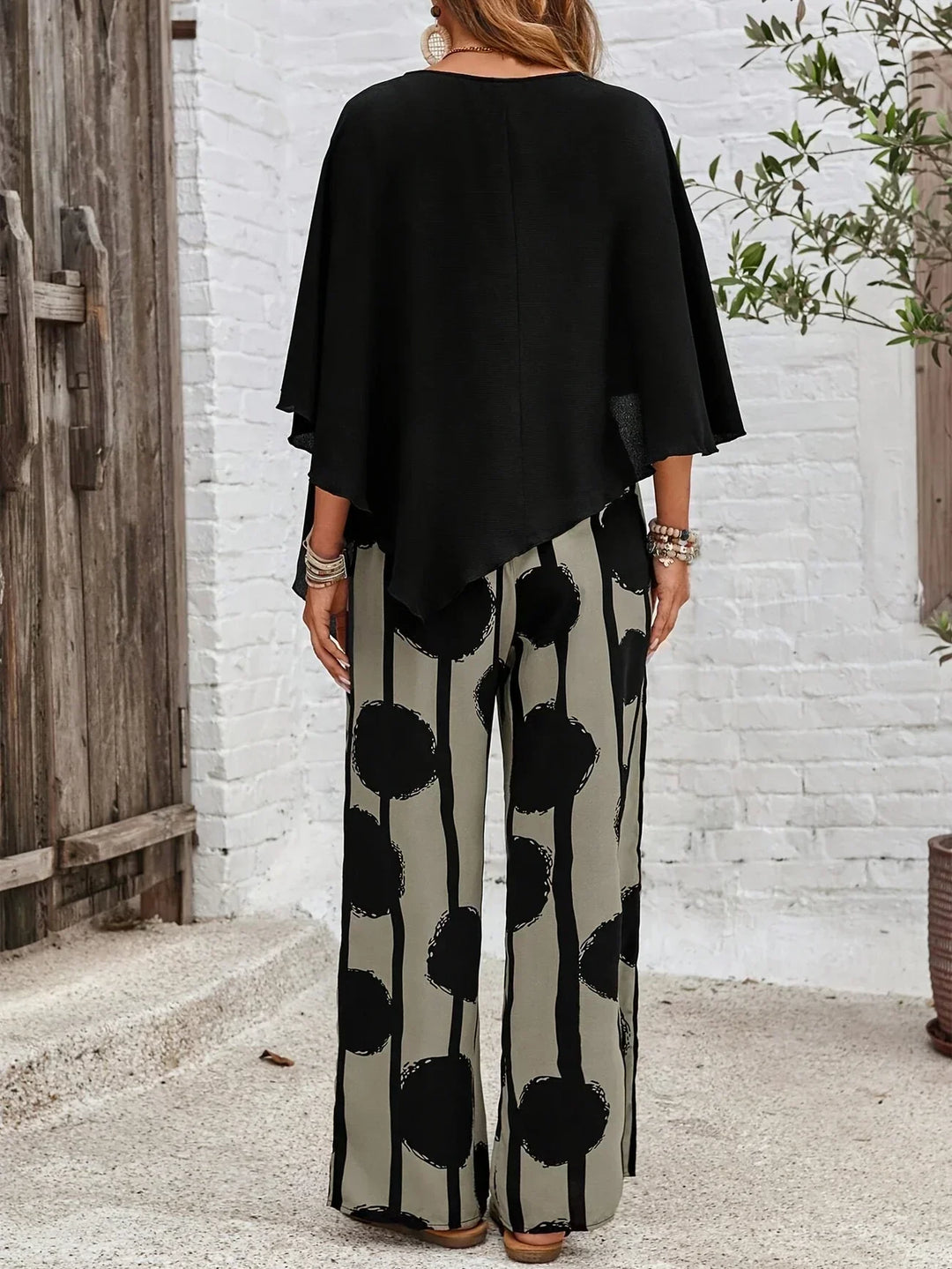 Milavie | Top and Printed Pant Set