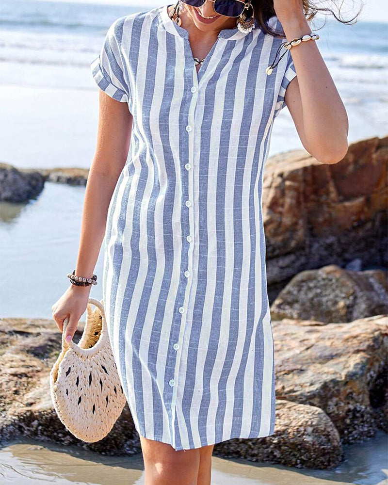 Carol | Elegant Striped Shirt Dress