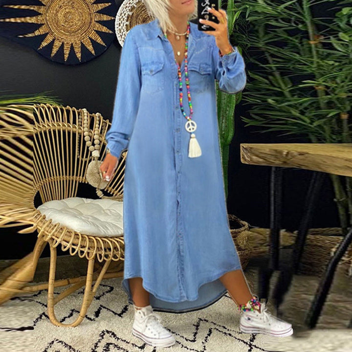 Yara | Long Sleeve Denim Maxi Dress