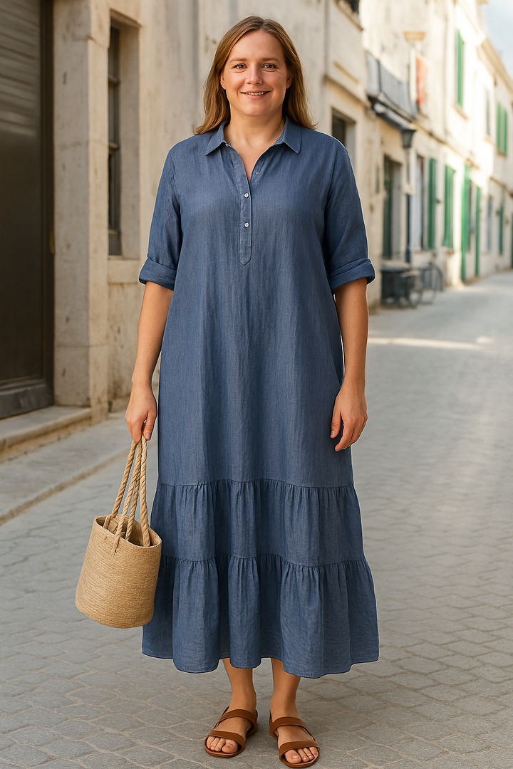Dianne | Half Button Tummy Covering Dress