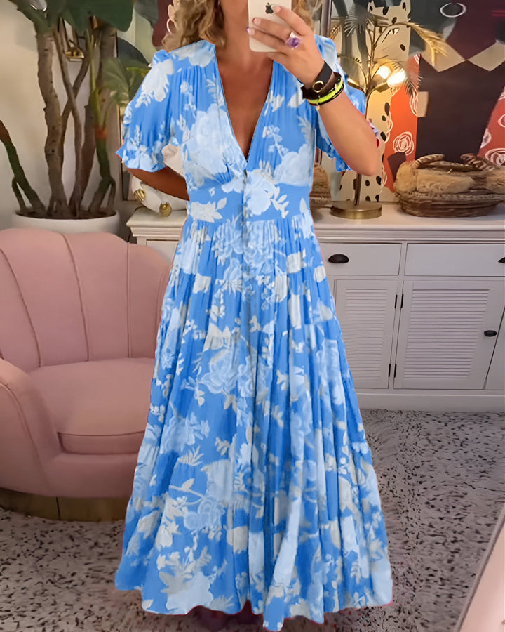 Carrie | Floral Print V-neck Pocket Dress