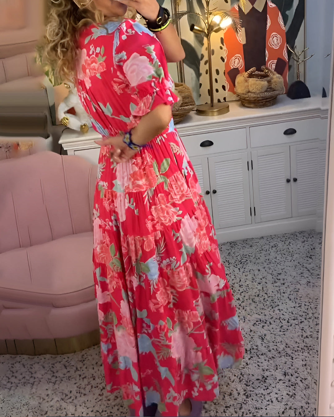 Carrie | Floral Print V-neck Pocket Dress
