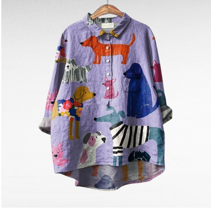 Exclusive Women's Blouse with Dog Print