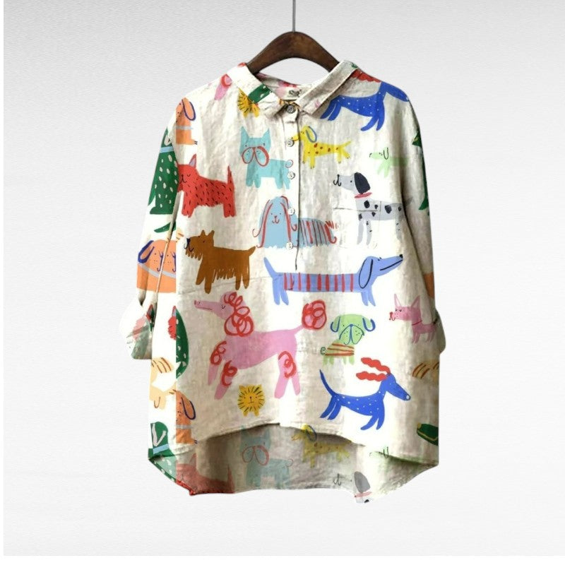Exclusive Women's Blouse with Dog Print