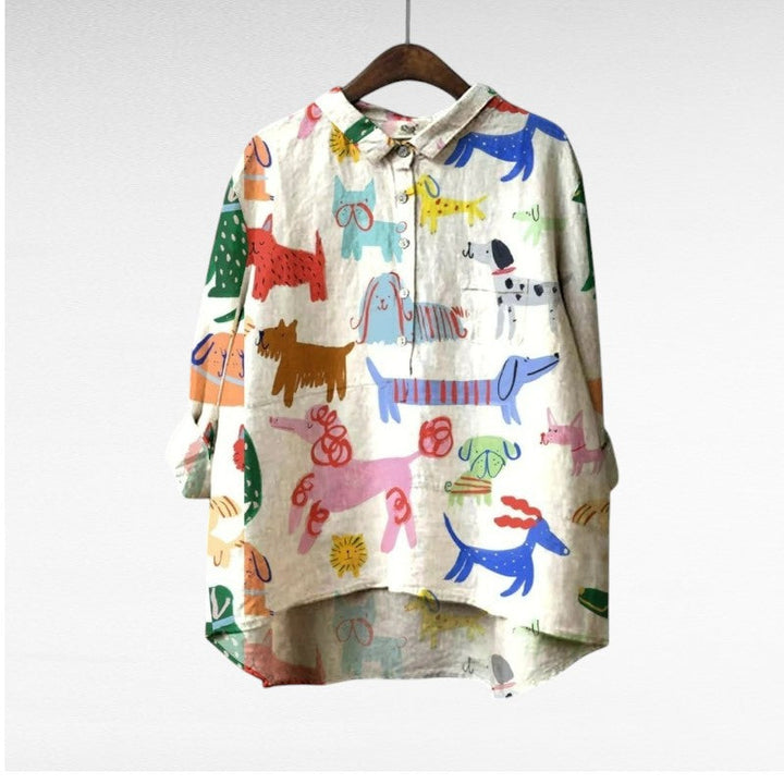 Exclusive Women's Blouse with Dog Print