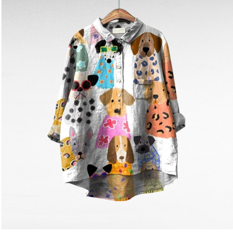 Exclusive Women's Blouse with Dog Print
