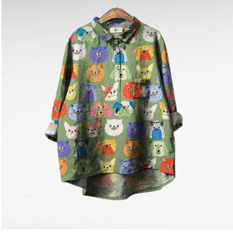 Exclusive Women's Blouse with Dog Print