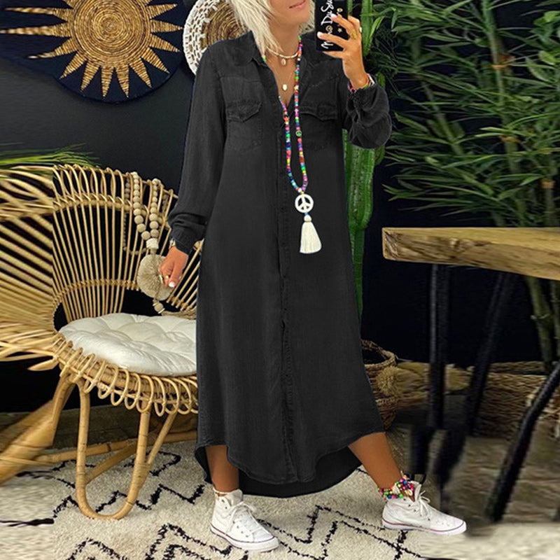 Yara | Long Sleeve Denim Maxi Dress