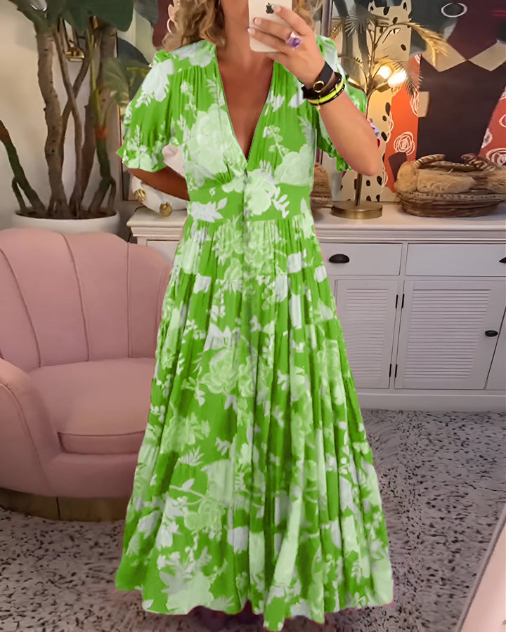 Carrie | Floral Print V-neck Pocket Dress