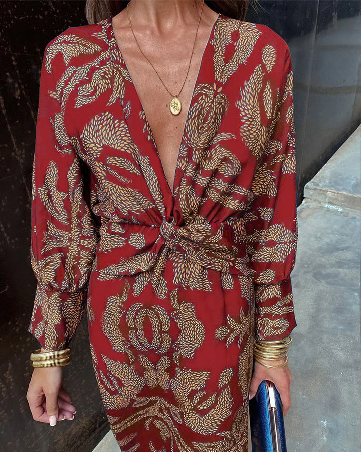 Brenda | Elegant Long Sleeve Midi Dress