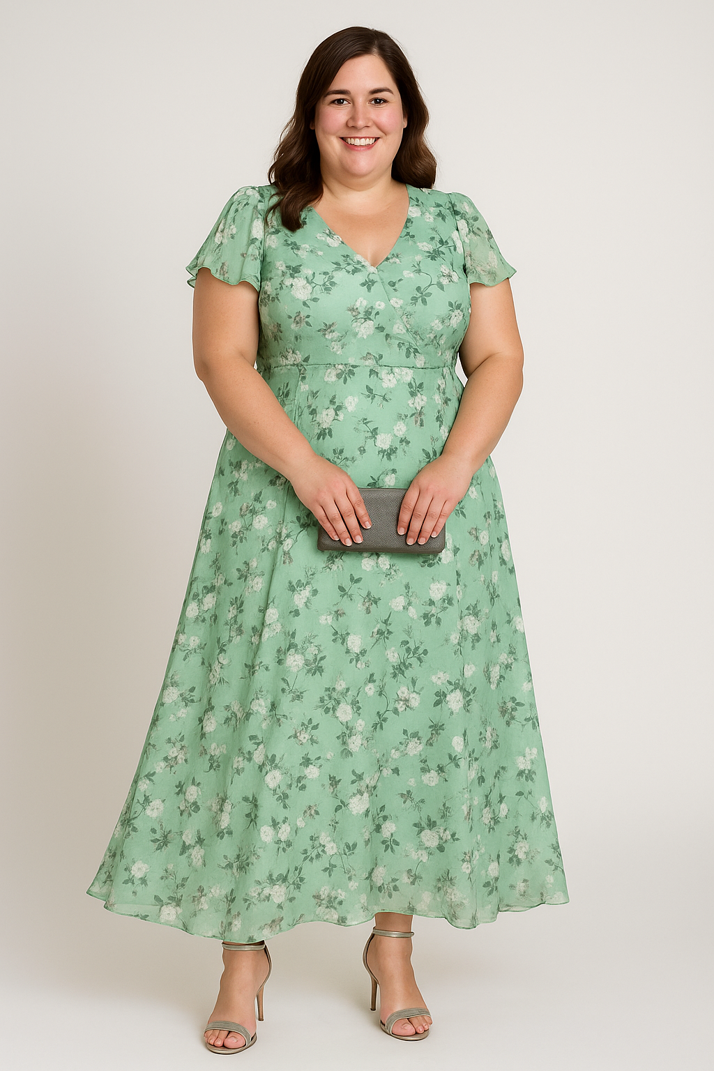 Floral V-neck Tummy Covering Dress | ALTHEA