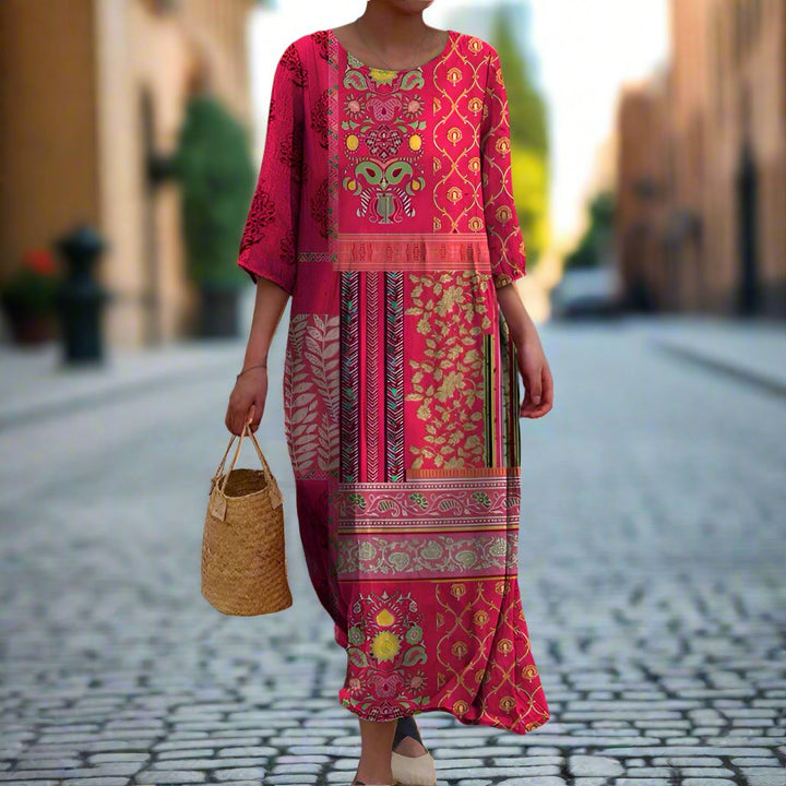Ustinya | Elegant Loose Fitting Boho Maxi Dress