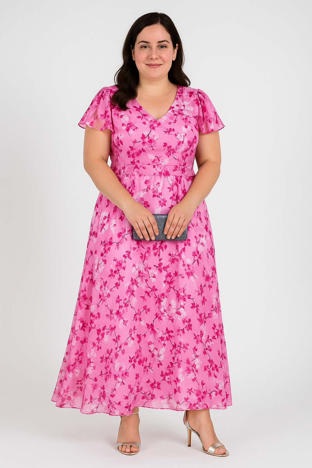 Floral V-neck Tummy Covering Dress | ALTHEA