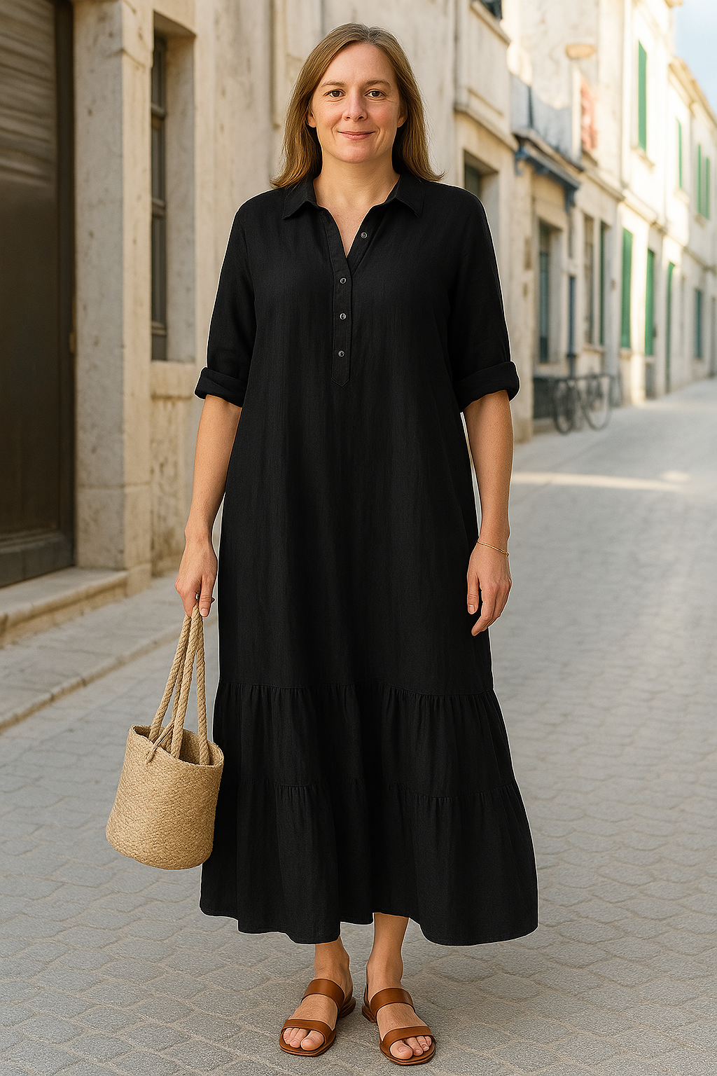 Dianne | Half Button Tummy Covering Dress