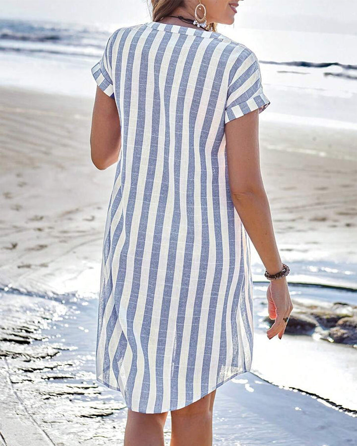Carol | Elegant Striped Shirt Dress