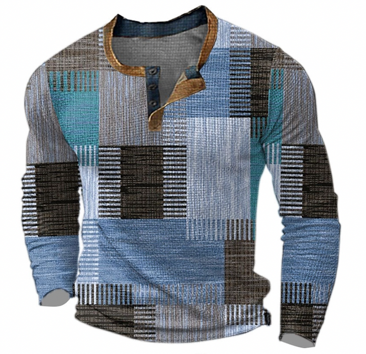Fré | Stylish Henley Shirt with Geometric Pattern