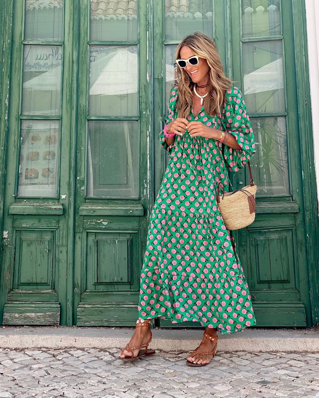 Elisa™ |  Boho Maxi Dress with Puff Sleeves