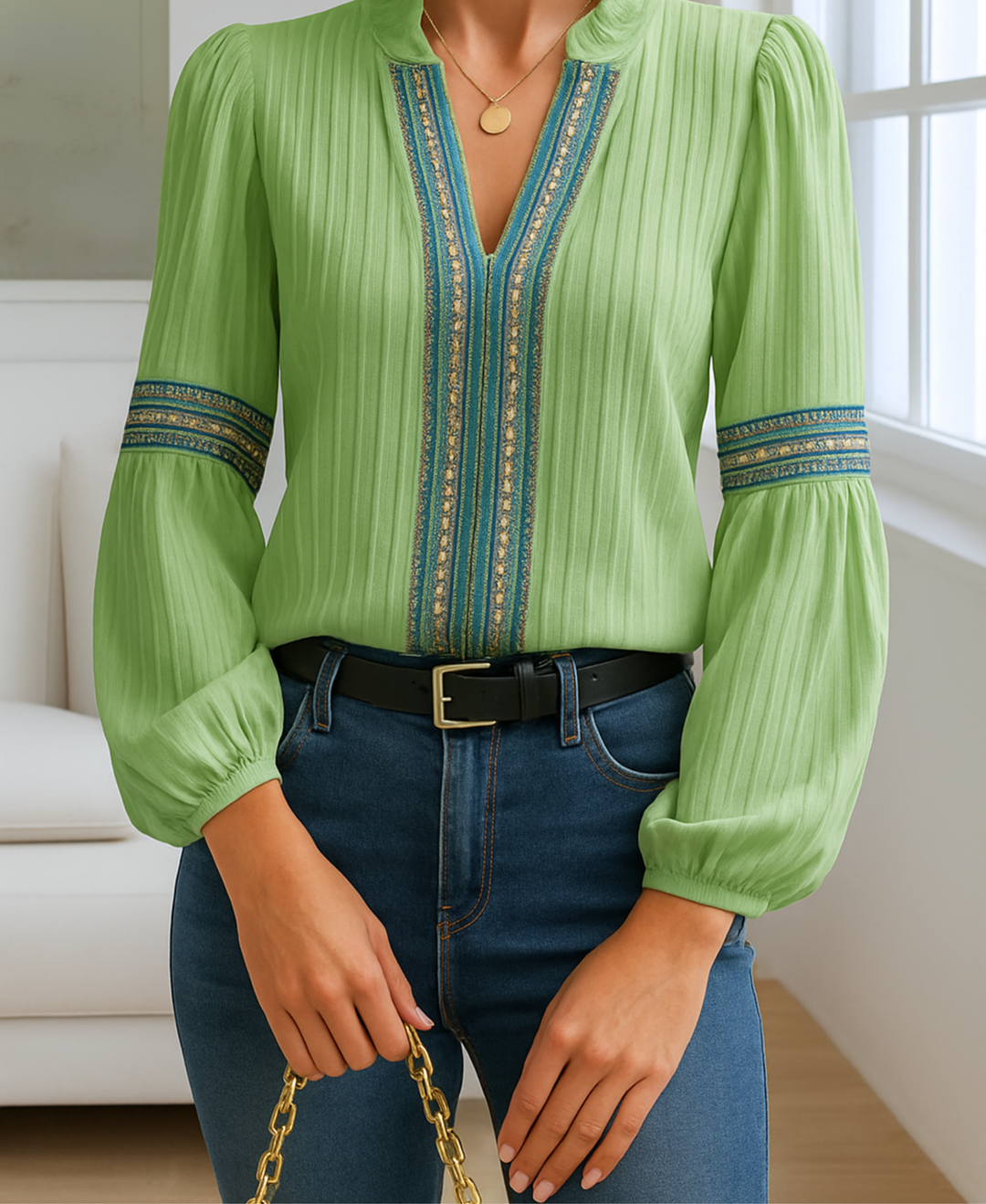 Meghan | Vintage V-Neck Blouse