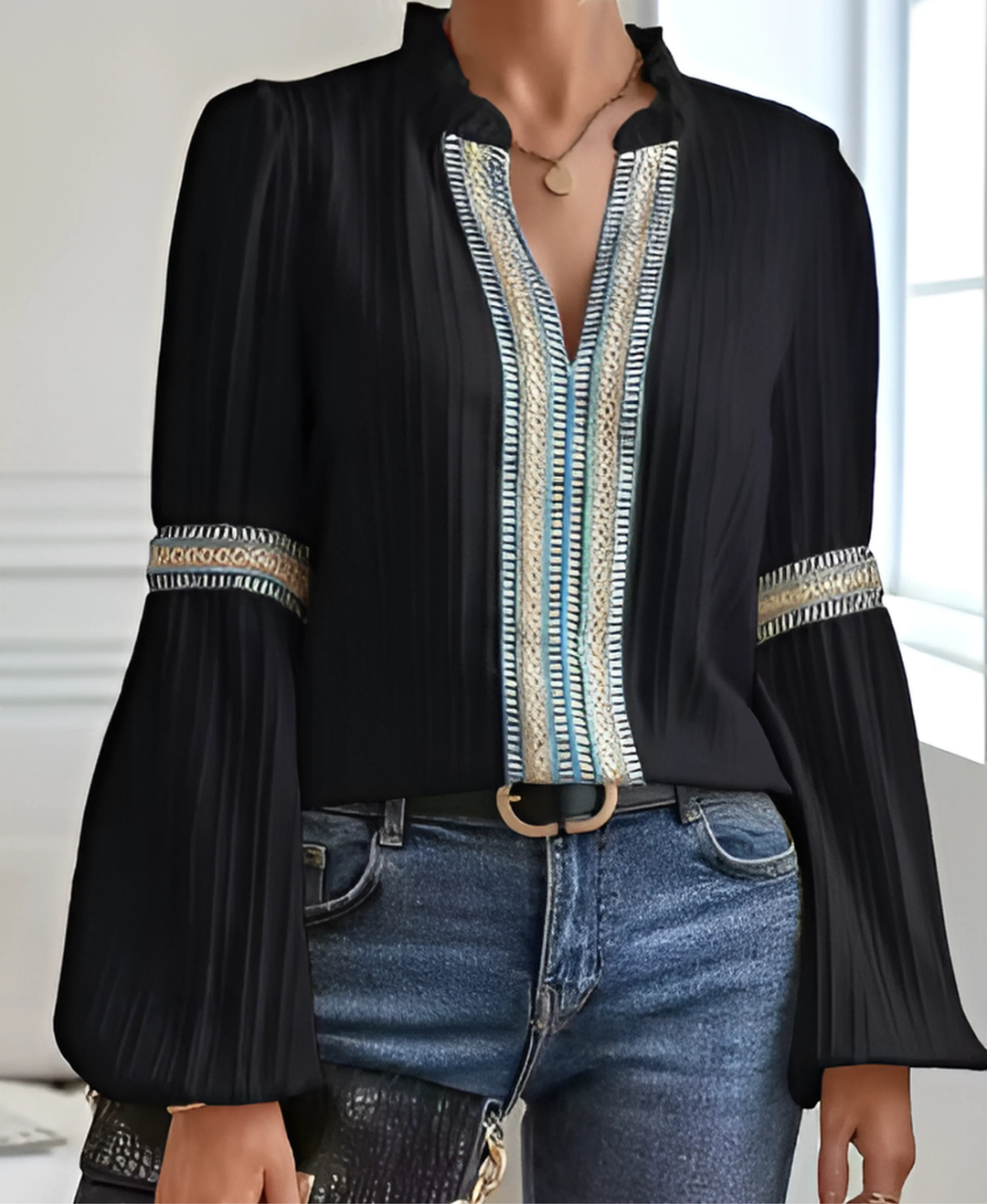 Meghan | Vintage V-Neck Blouse