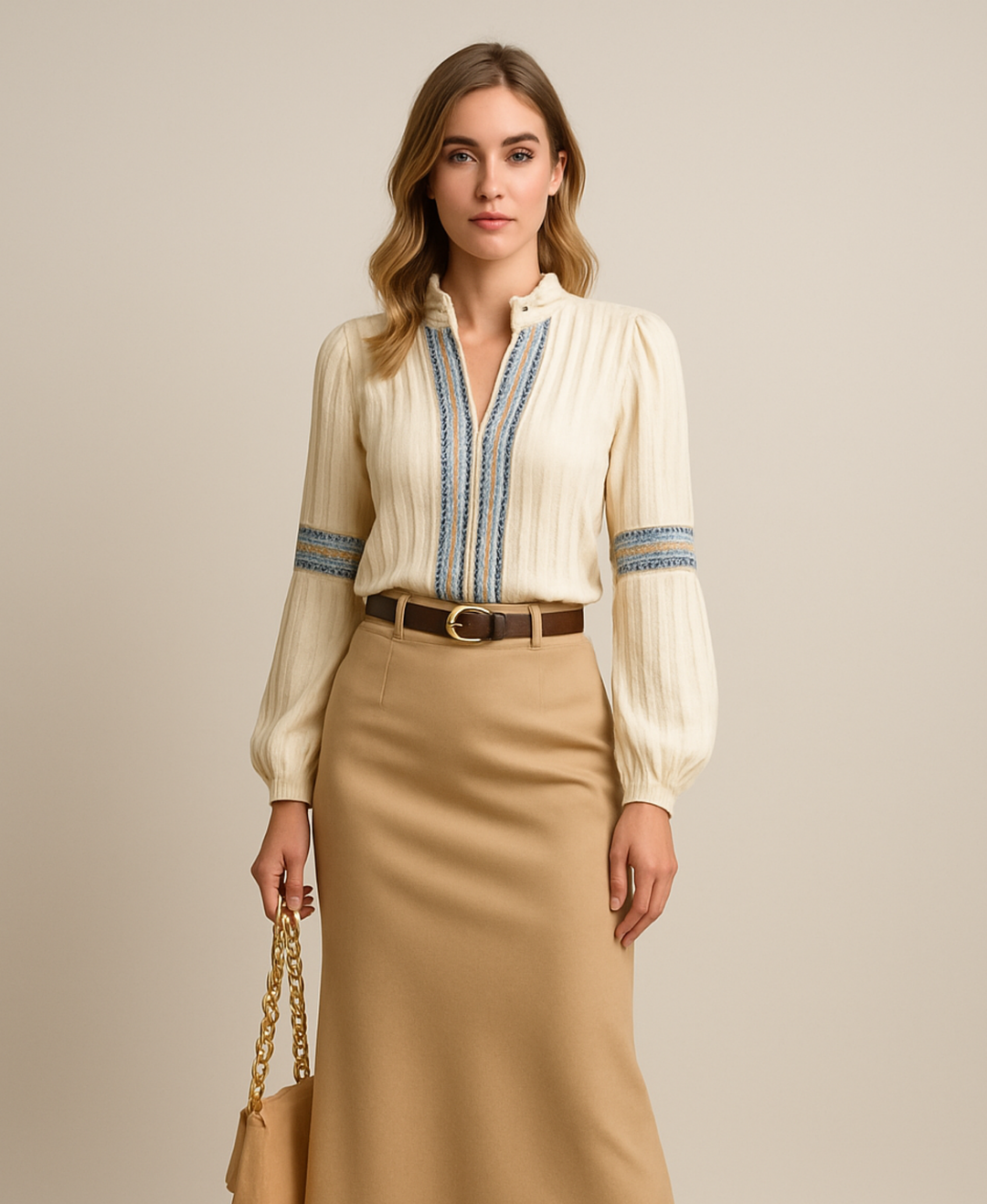 Meghan | Vintage V-Neck Blouse
