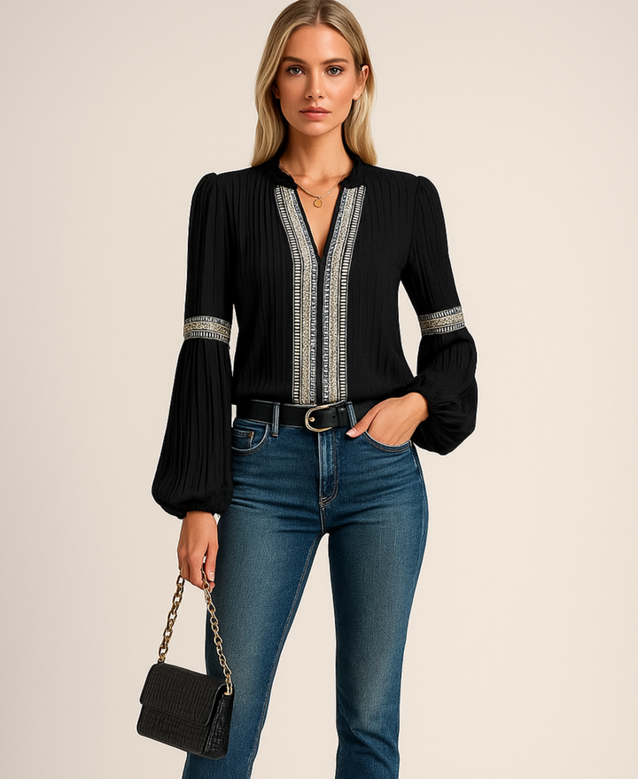 Meghan | Vintage V-Neck Blouse