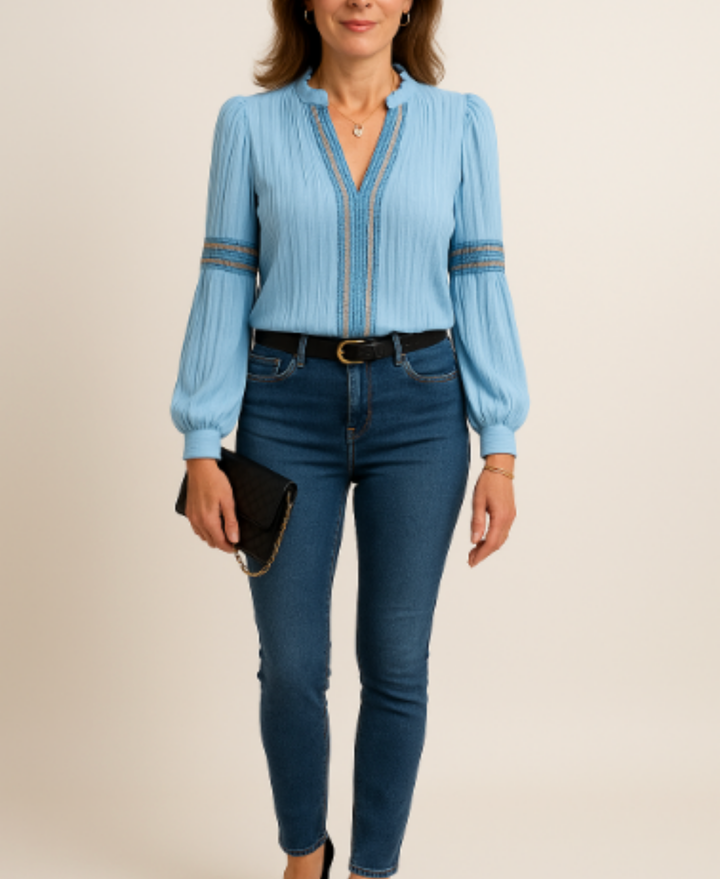 Meghan | Vintage V-Neck Blouse