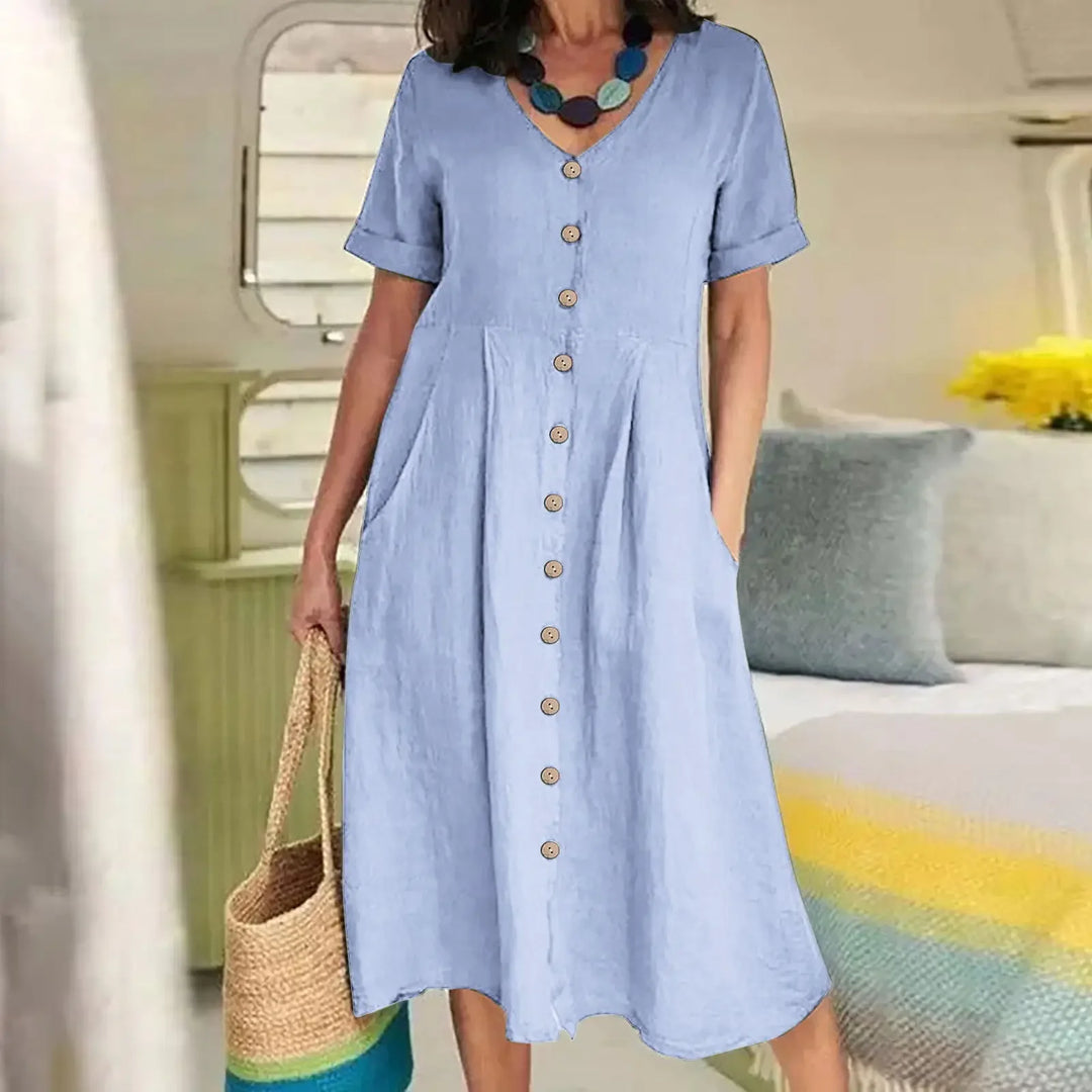 Gale | Summer Plus Size Short Sleeve Single-Breasted Dress