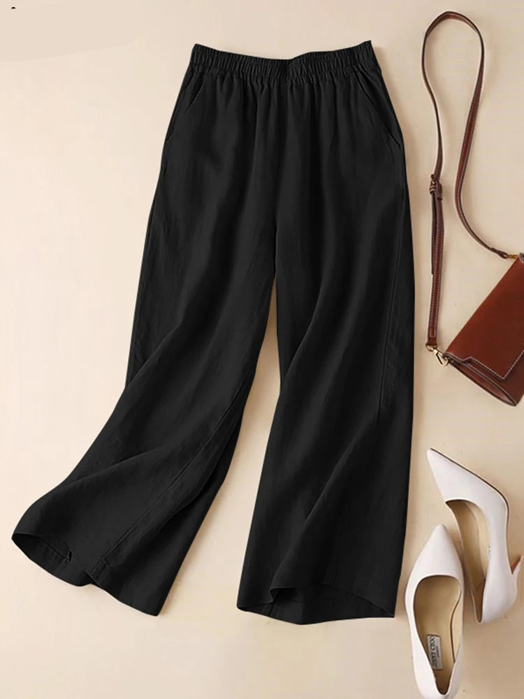Rhonda | Elastic Waist and Wide Leg Summer Trousers