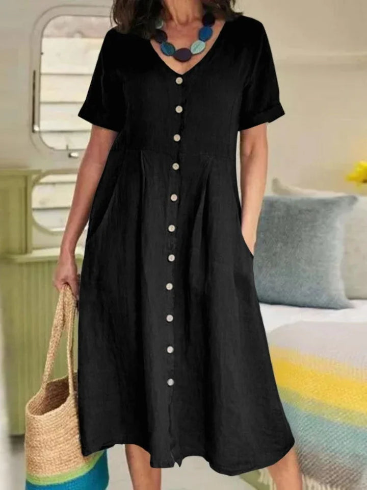 Gale | Summer Plus Size Short Sleeve Single-Breasted Dress
