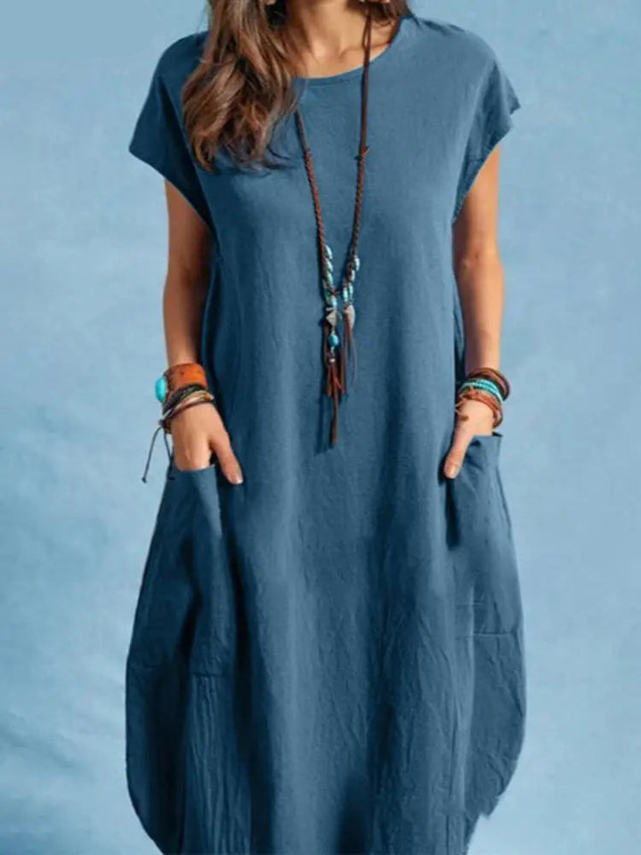 Dianne | Oversized Vintage Short Sleeve Solid Sundress