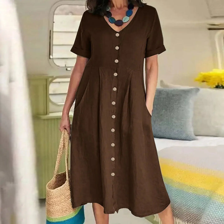 Gale | Summer Plus Size Short Sleeve Single-Breasted Dress