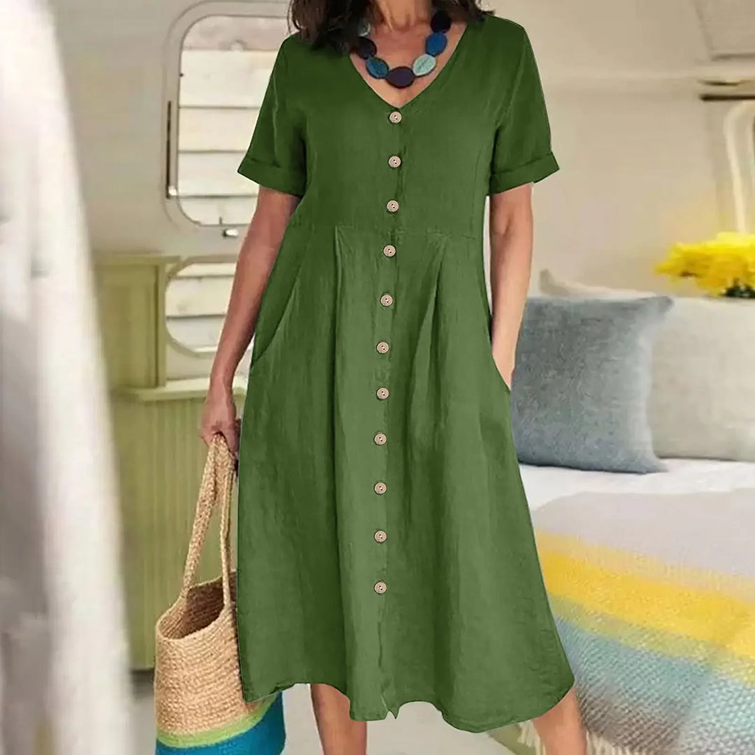 Gale | Summer Plus Size Short Sleeve Single-Breasted Dress
