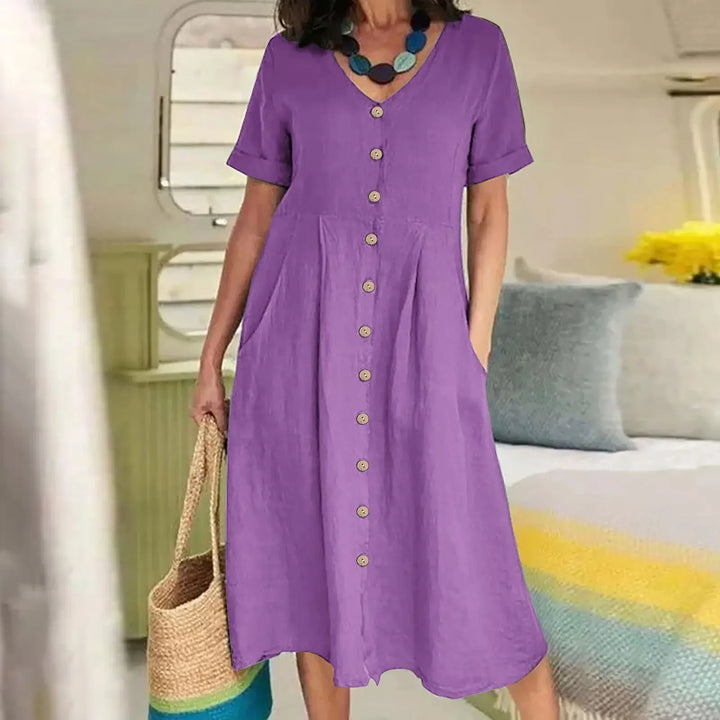 Gale | Summer Plus Size Short Sleeve Single-Breasted Dress