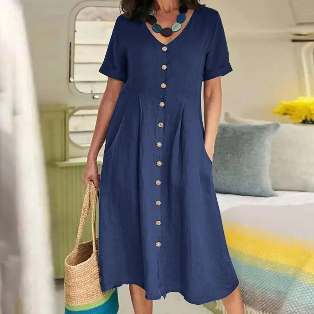 Gale | Summer Plus Size Short Sleeve Single-Breasted Dress