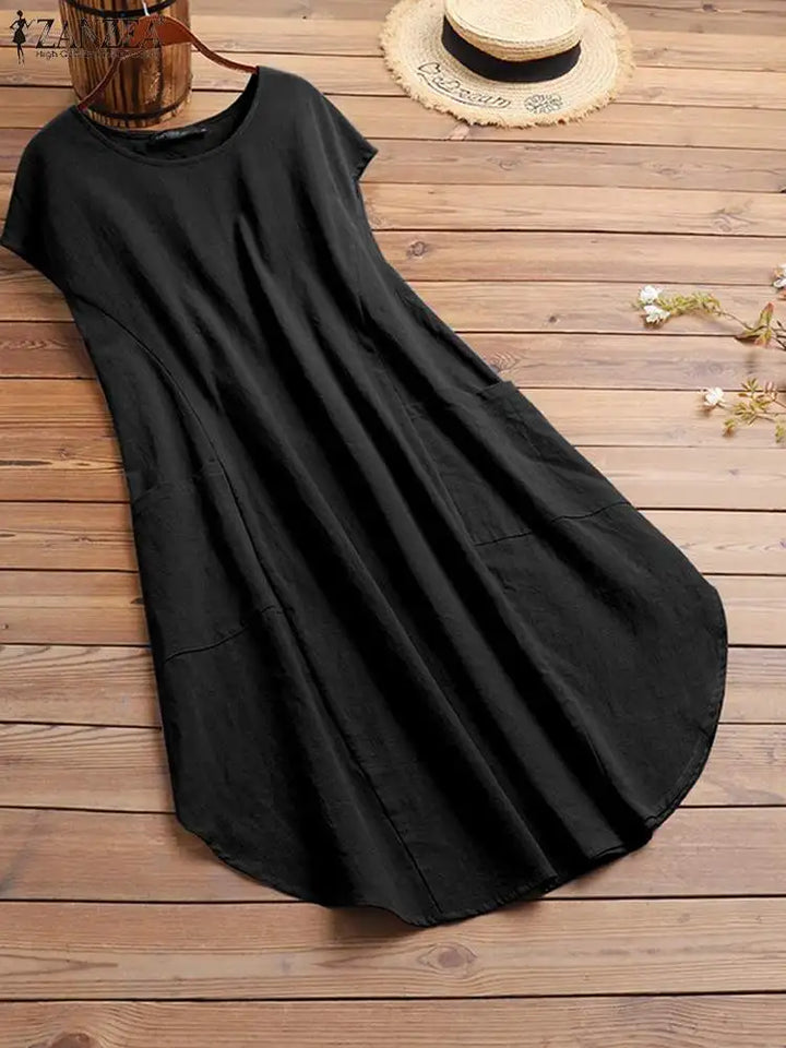 Dianne | Oversized Vintage Short Sleeve Solid Sundress
