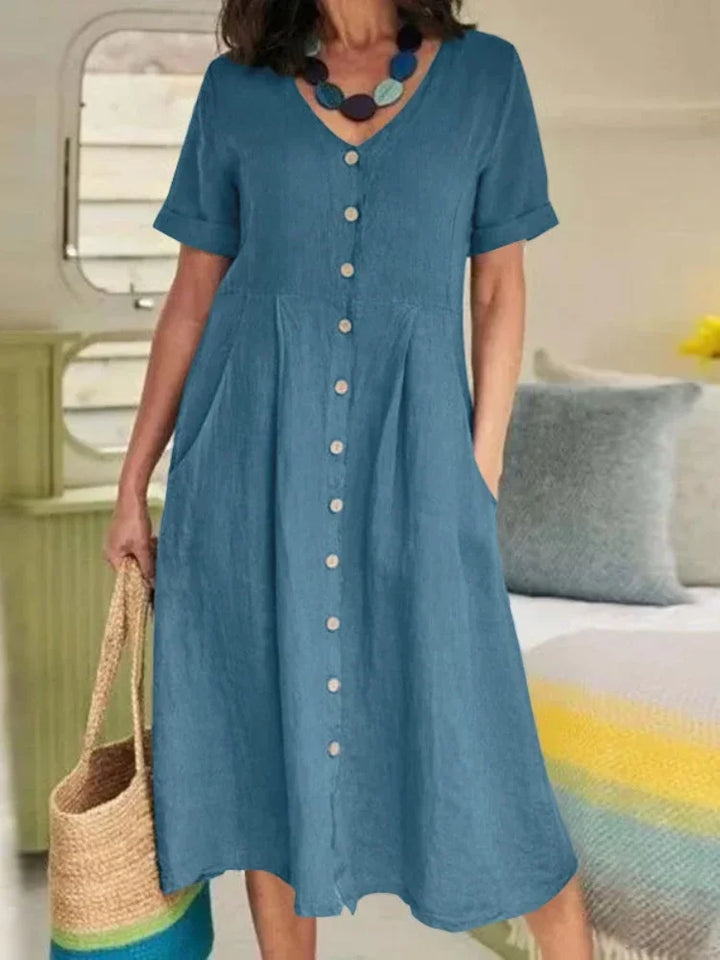 Gale | Summer Plus Size Short Sleeve Single-Breasted Dress