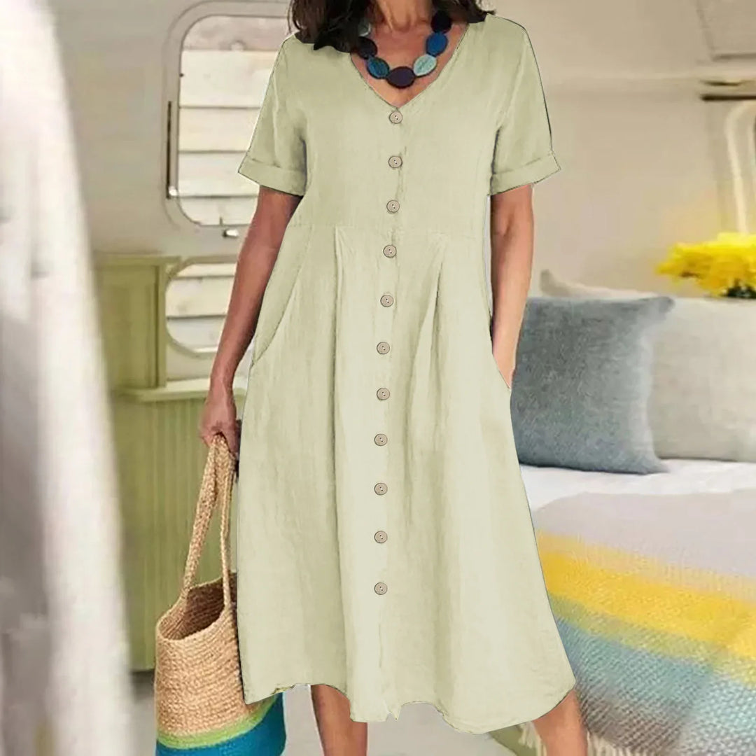Gale | Summer Plus Size Short Sleeve Single-Breasted Dress