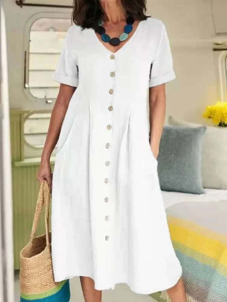 Gale | Summer Plus Size Short Sleeve Single-Breasted Dress