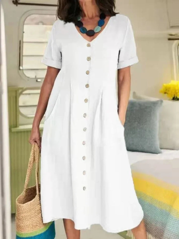 Gale | Summer Plus Size Short Sleeve Single-Breasted Dress