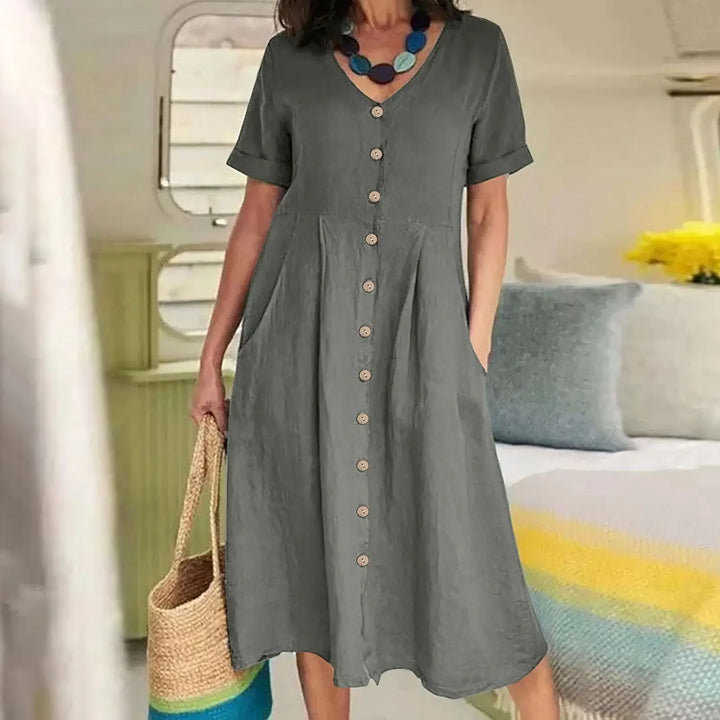 Gale | Summer Plus Size Short Sleeve Single-Breasted Dress