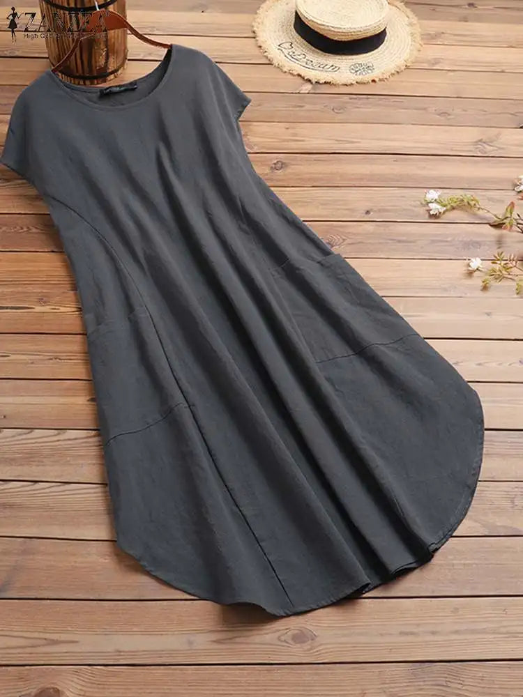 Dianne | Oversized Vintage Short Sleeve Solid Sundress