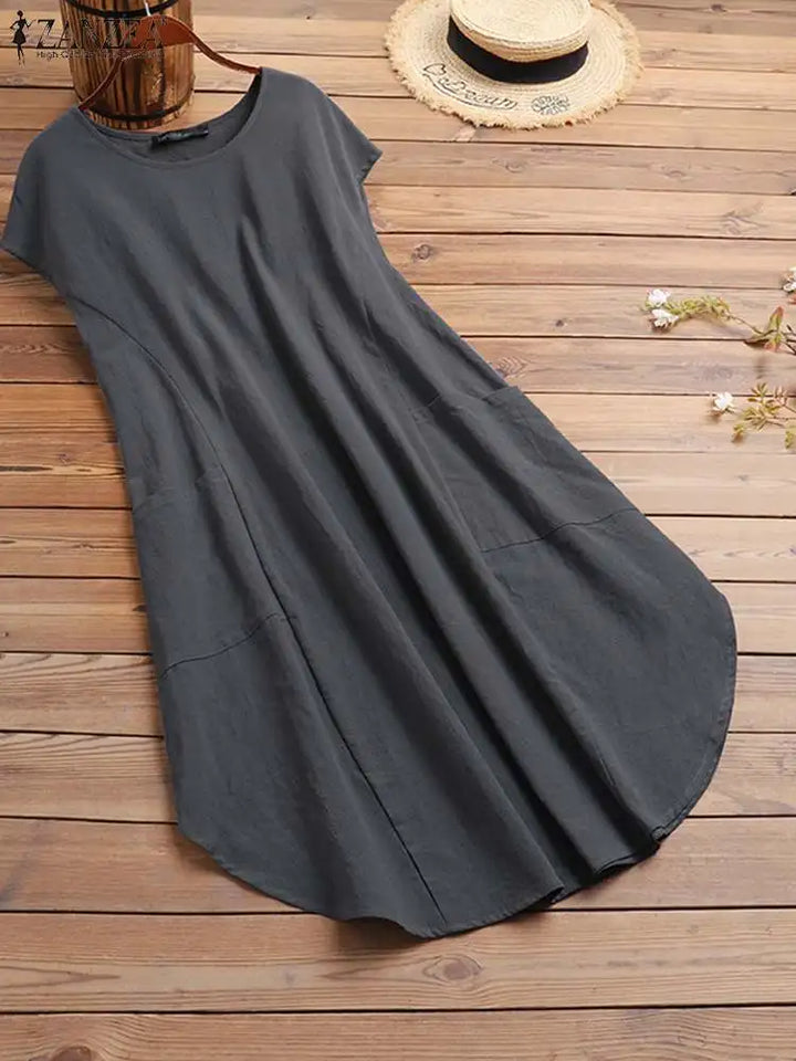 Dianne | Oversized Vintage Short Sleeve Solid Sundress