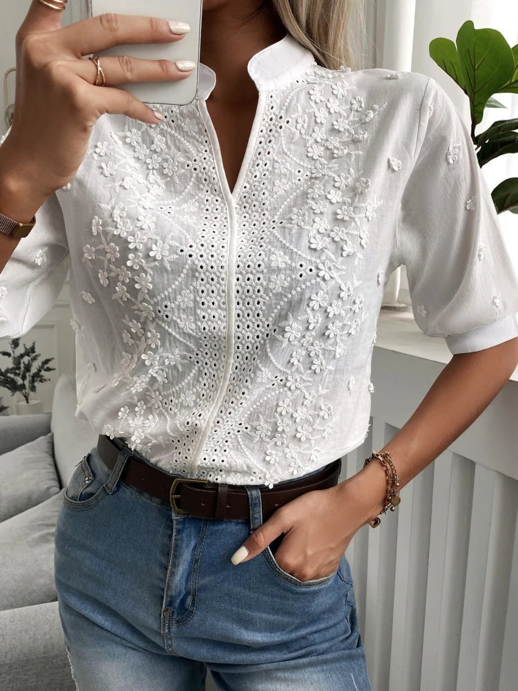Camille | Blouse with Elegant Embroidery