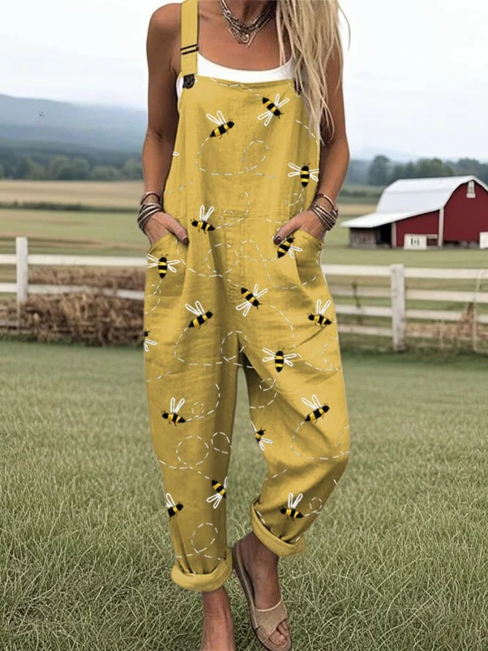 Carole | Summer Dungarees with Playful Print