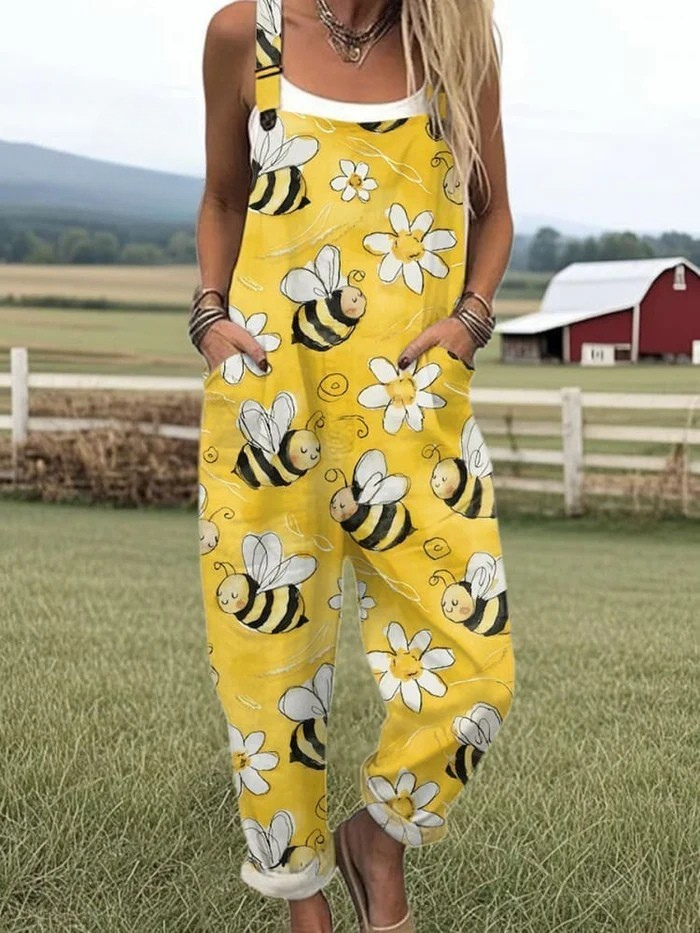 Carole | Summer Dungarees with Playful Print