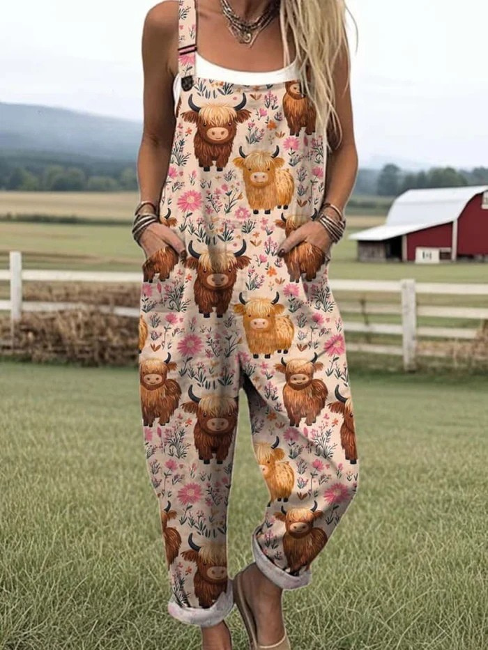Carole | Summer Dungarees with Playful Print