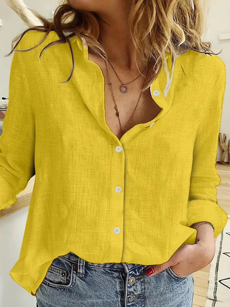 Ingrid | Timeless Linen Blouse with Button Placket