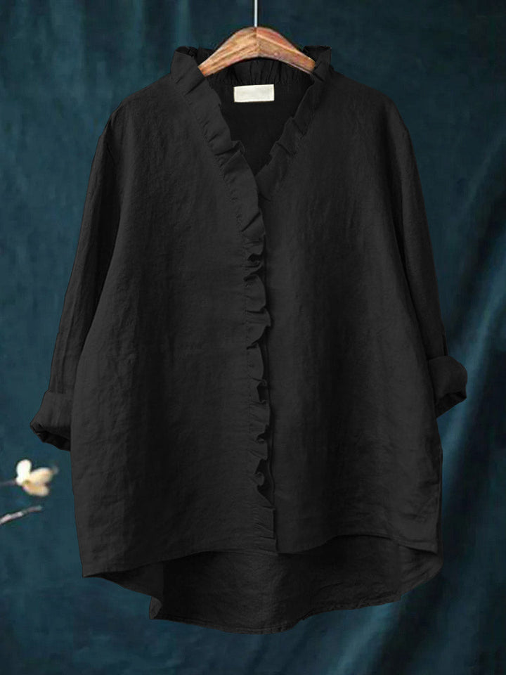 Holly | Cotton and Linen Blouse with Ruffle