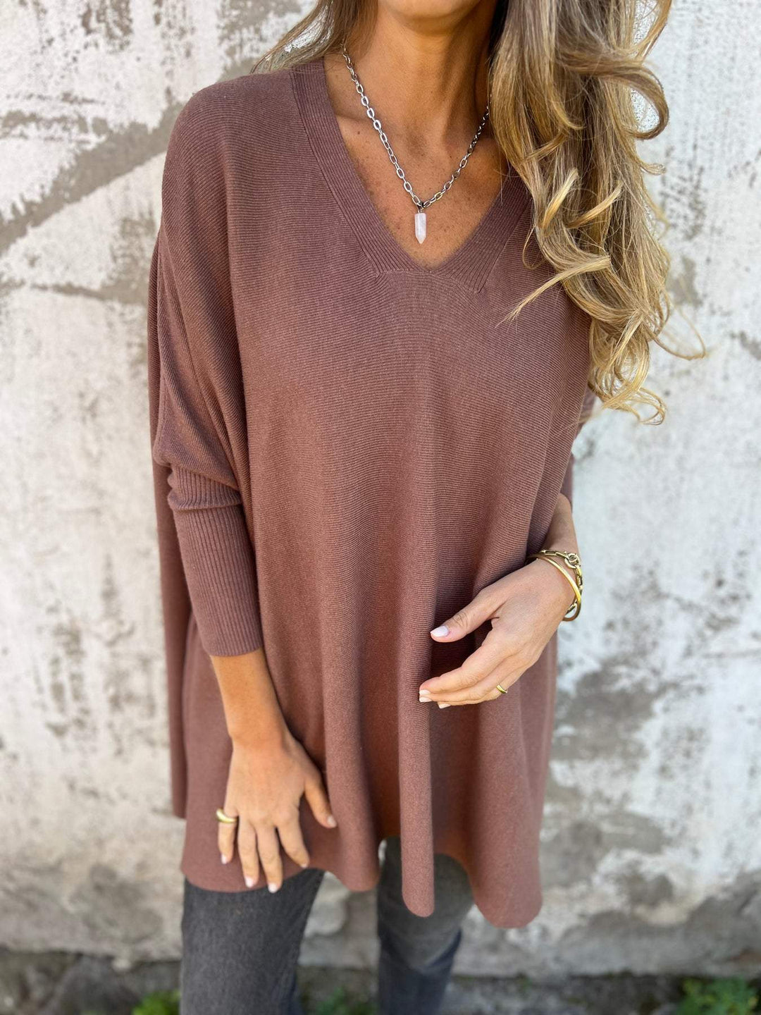 Celine | Cozy Oversized V-Neck Sweater
